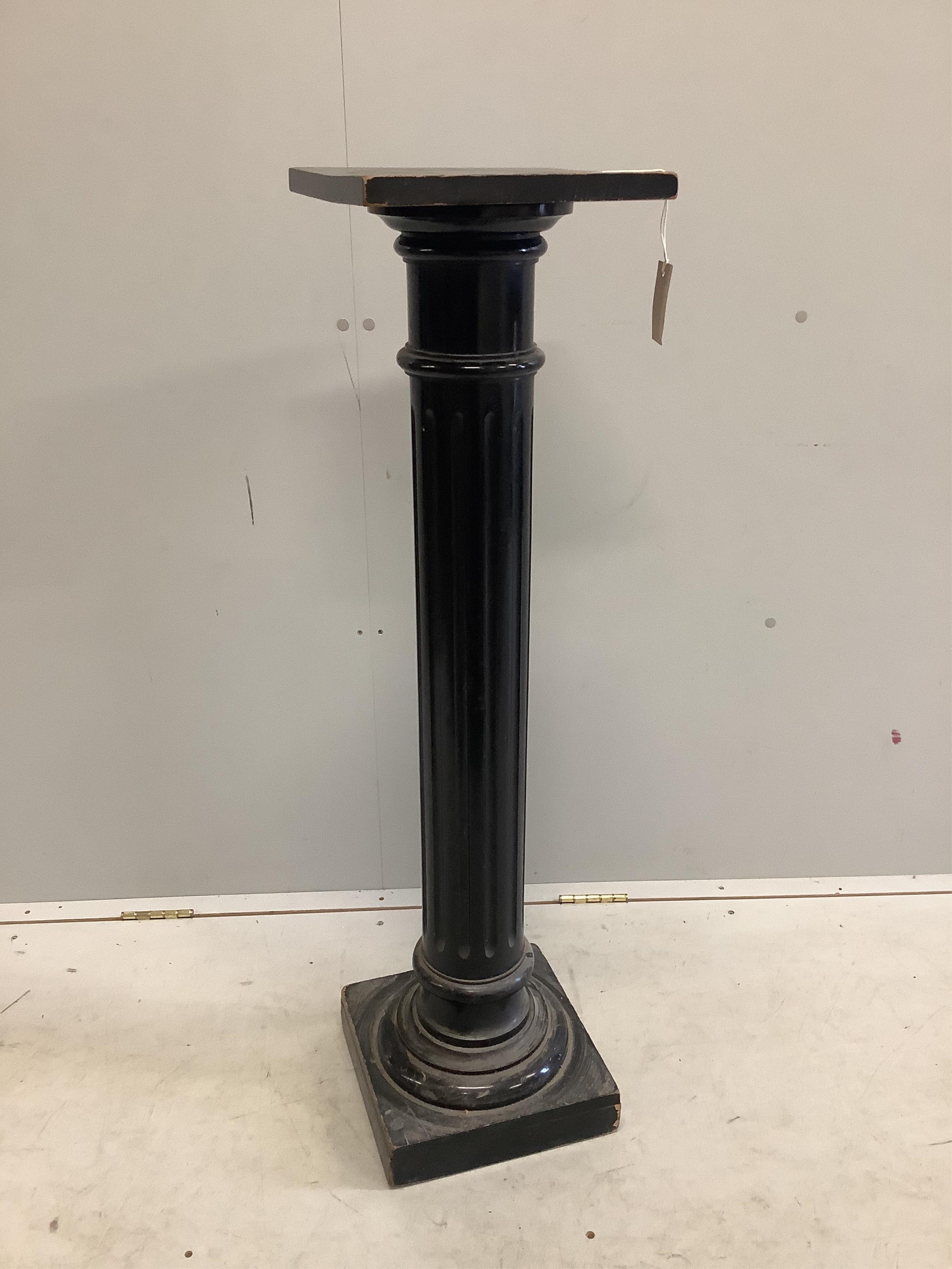 A late Victorian ebonised pedestal, height 108cm. Condition - fair